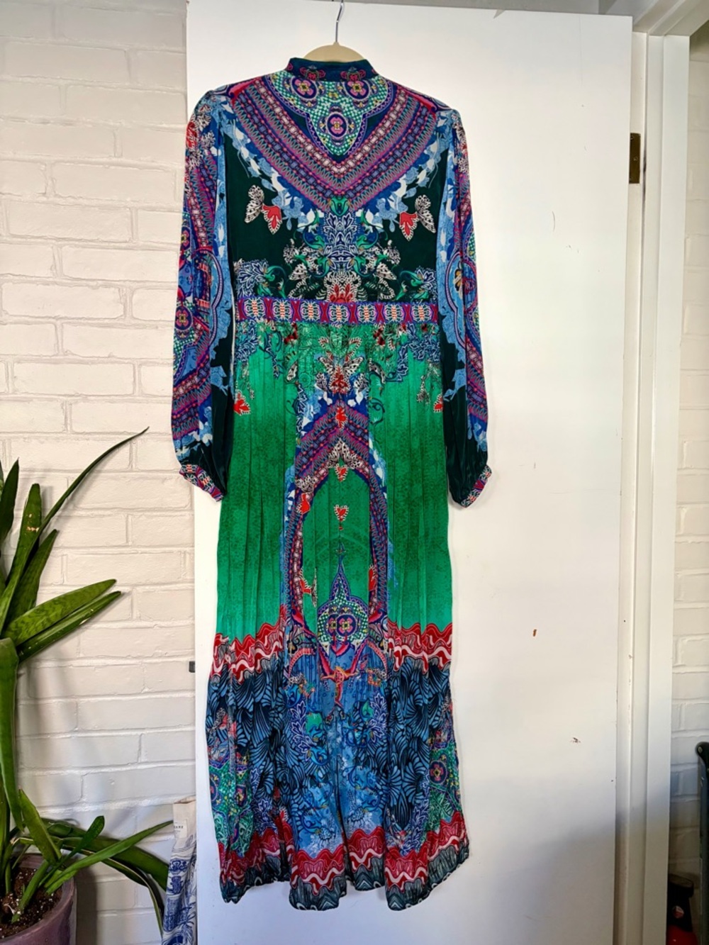 Bhanuni by Jyoti Anthropologie Long Sleeve Maxi Dress in Green, Size 6 - Picture 7 of 9